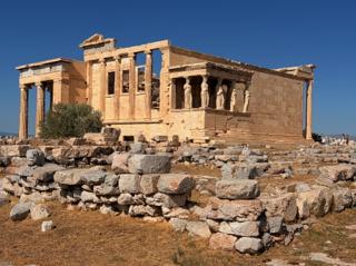 The Erechtheion, viewed from the south-west, looking across the remains of the Old Temple