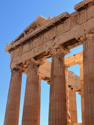 Close up of the colonnades of the Parthenon.