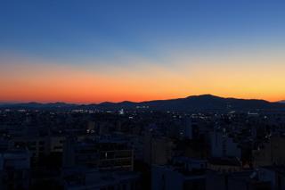 Colourful sunset over the city.