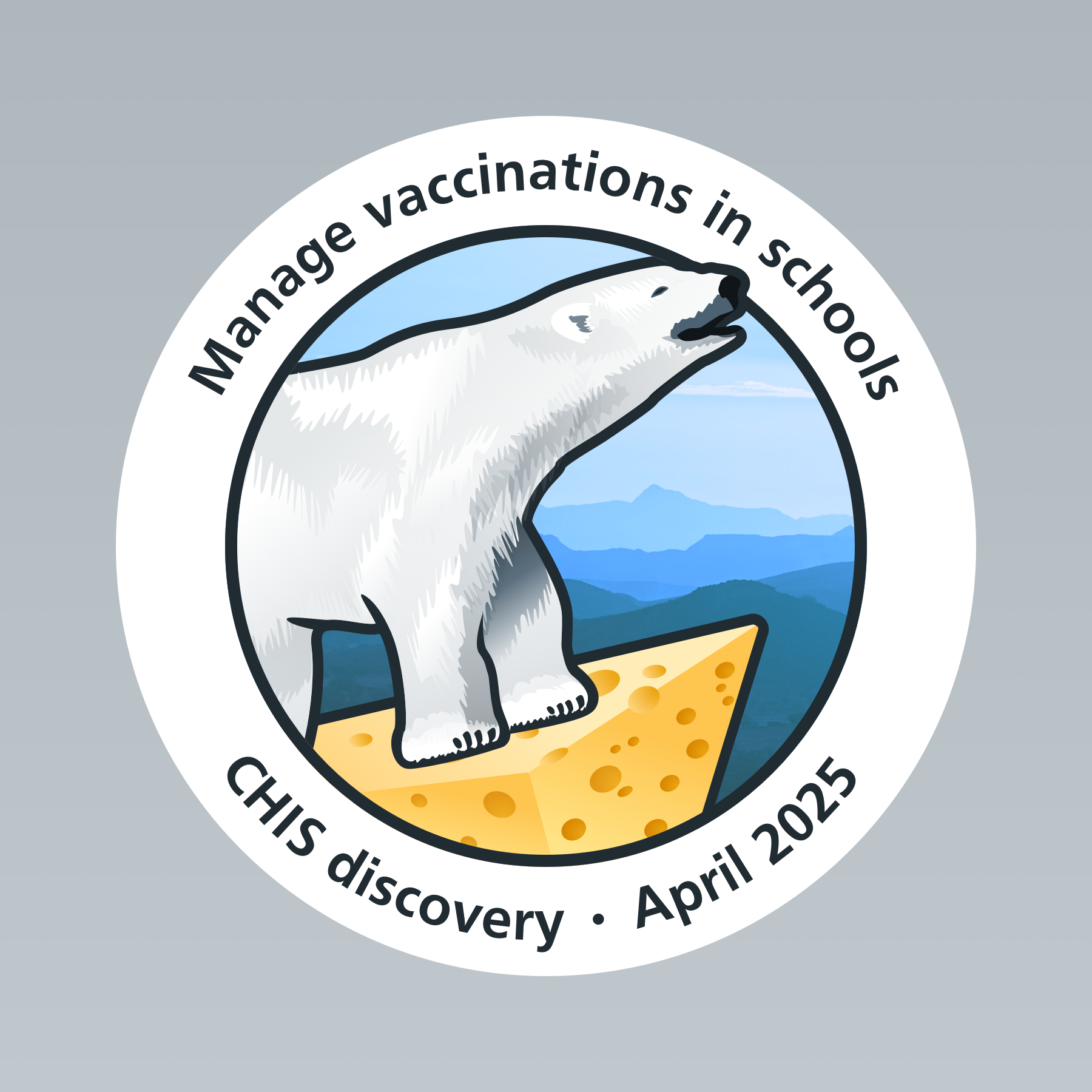 A howling polar bear standing on a block of cheese.