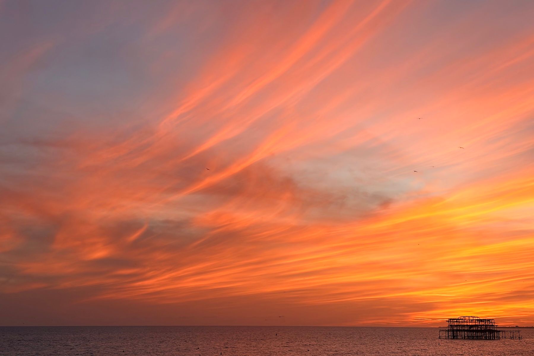 Dramatic sunset over Brighton’s West Pier.